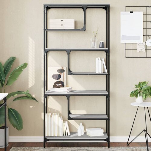 VidaXL Knjižna omara siva sonoma 81x36x176 cm inženirski les Slike