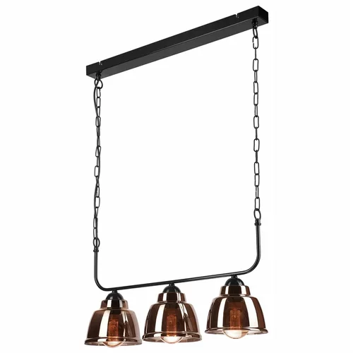 LAMKUR Črno-rjava viseča svetilka s steklenim senčnikom -