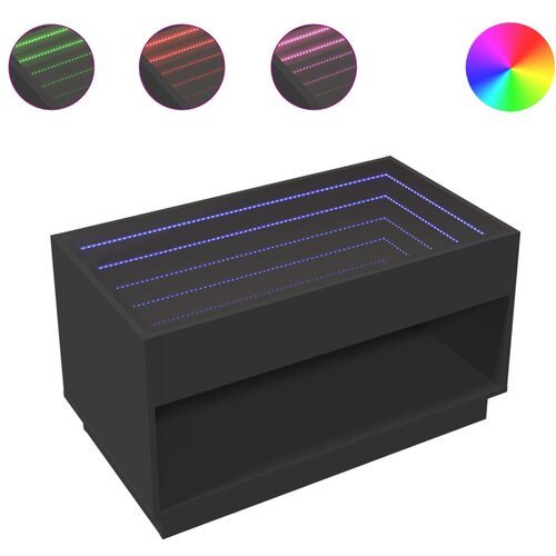 Maison Chic Klubska mizica - kavna mizica - Nizka mizica z neskončnimi LED črna 90x50x50 cm, (21752335) Slike