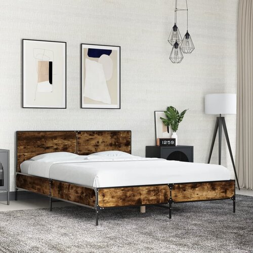  Okvir za krevet boja hrasta 135x190cm konstruirano drvo i metal Cijene