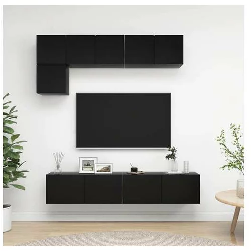 Den Komplet TV omaric 5-delni črna iverna plošča