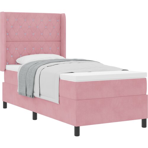 vidaXL Box spring krevet s madracem Ružičasta 100 x 200 cm Bar&scaron;un - Ružičasta 100 x 200 cm Kristal s dugmadima Cijene