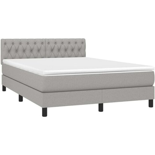  Krevet box spring s madracem LED svjetlosivi 140x190 cm tkanina Slike
