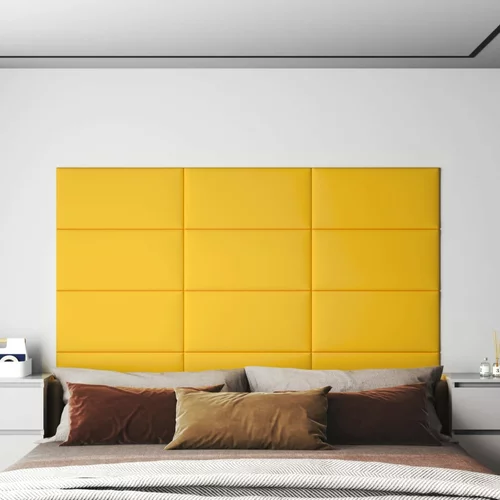  Zidne ploče od tkanine 12 kom žute 60x30 cm baršunaste 2,16 m²