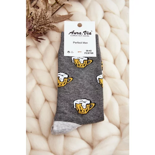 Kesi Men's socks with beer grey patterns