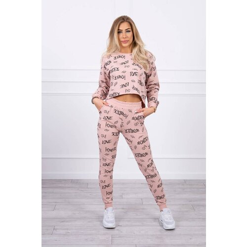 Kesi Set with dark powder pink inscriptions Slike