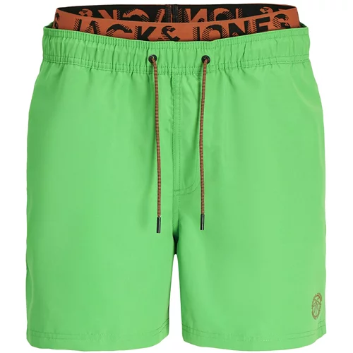 Jack & Jones Kratke kopalne hlače 'FIJI' zelena / oranžna / črna