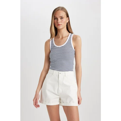 Defacto Fitted U-Neck Striped Ribbed Camisole Athlete