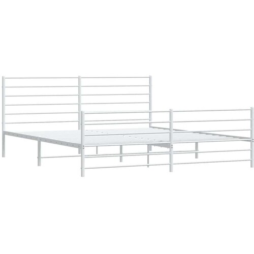 VidaXL Metalni okvir kreveta uzglavlje i podnožje bijeli 193x203 cm Slike