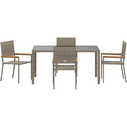  Vrtni set za objed 5 kom. Siva poliratan 150 x 90 x 75 cm Slike