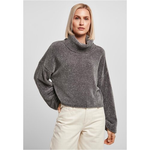 UC Ladies Women&amp;#039;s turtleneck with short chenille sweater asphalt Slike