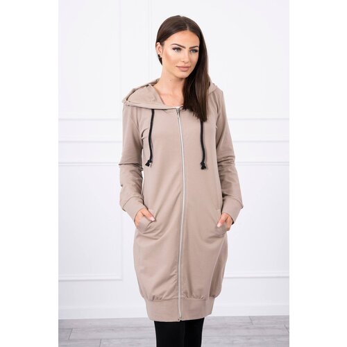 Kesi Dress with hood and hood in dark beige color Slike