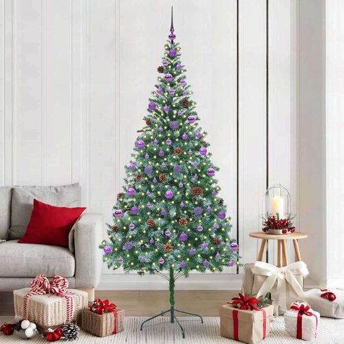 vidaXL Umestno božično drevo med 300 LED Zelena 210 cm PVC in Jeklo Cene