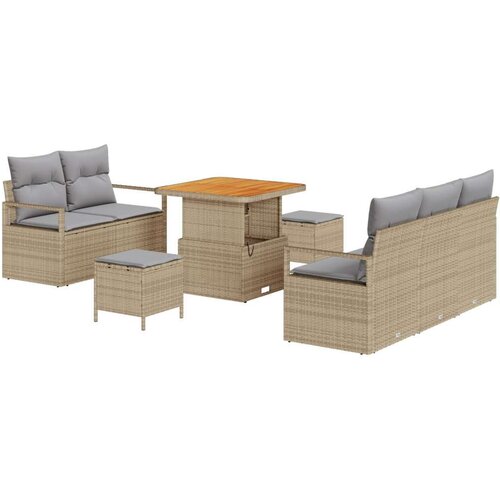 8 dijelni vrtni sofa set s jastučićima bež poli ratana akacije  2-sjedalo vrtna sofa s jastučićima bež poli ratana  3 dijelni vr Cijene