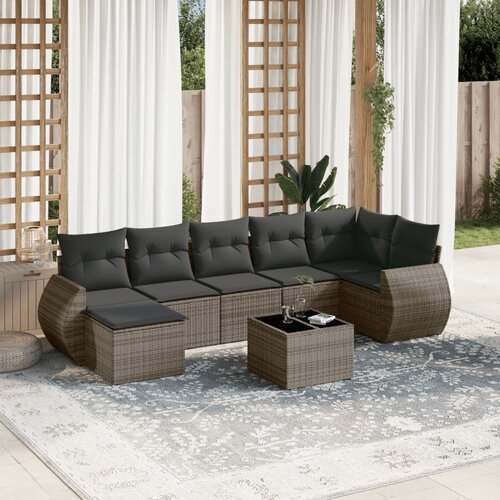 vidaXL 8-dijelni set vrtnih sofa od poliratana s jastucima sivi Cijene