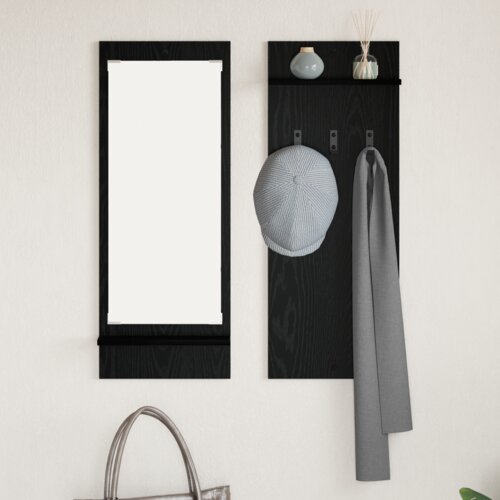 VidaXL Vje&amp;scaron;alica za kapute na zidu Crni hrast 70 x 10 x 90 cm Slike