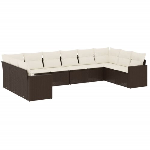 vidaXL 10-dijelni set vrtnih sofa od poliratana s jastucima smeđi Cene