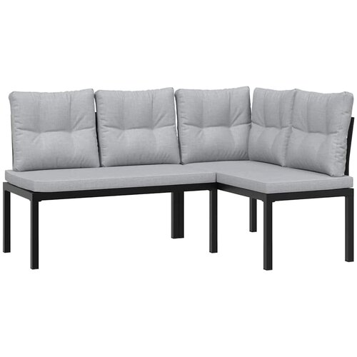  5-dijelni set vrtnih sofa s jastucima čelik obložen prahom crni Sivo-smeđa Slike
