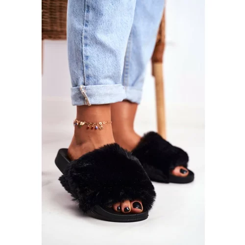 Kesi Rubber Slippers With Eco Fur Black Sensitive