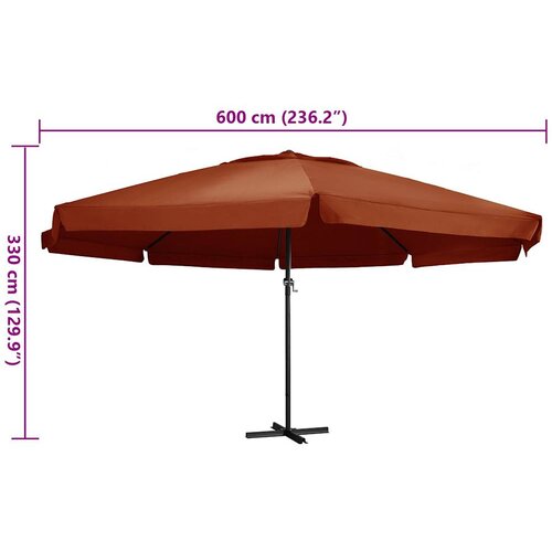  Vrtni suncobran s aluminijskim stupom 600 cm terakota Slike