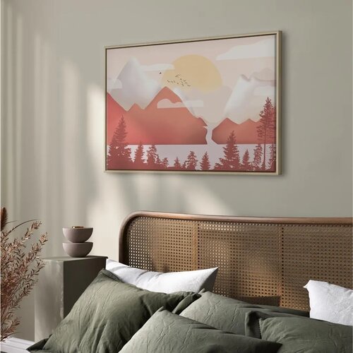  Slika - Landscape at Sunset (1 Part) Wide 60x40 U prirodnom drvenom okviru Cene