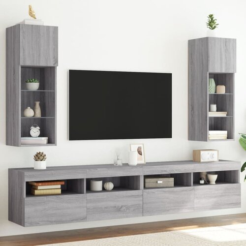 vidaXL TV ormarići s LED svjetlima 2 kom boja hrasta 30 5 x 30 x 90 cm Cene