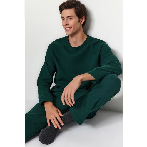Trendyol Men's Green Regular Fit Waffle Knitted Pajamas Set.