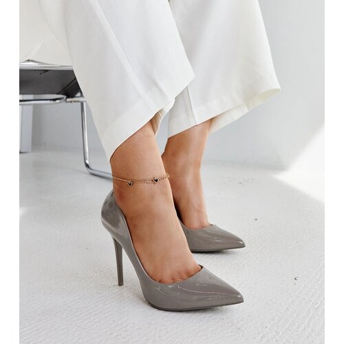 Gemre Dark grey patent leather high heels with leather insole Jadoin Cene