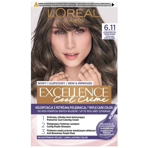 L&amp;acute;Or&amp;eacute;al Paris Excellence Cool Creme barva za lase odtenek 6.11 Ultra Ash Dark Blond 1 kos Slike