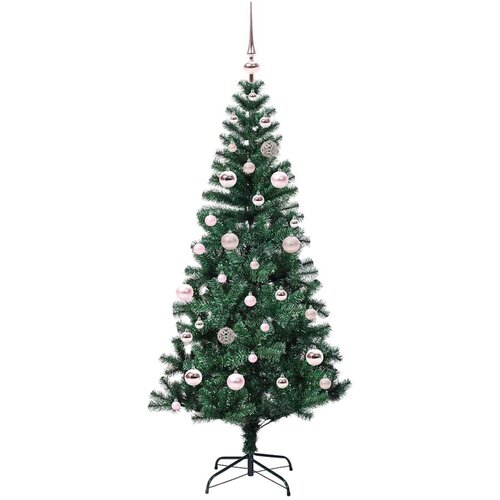 VidaXL Umjetno predsvijetljeno božićno drvce Zelena 150 cm PVC i metal Slike