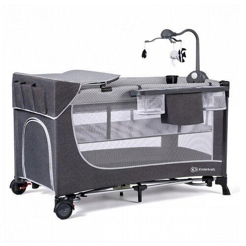 Kinderkraft prenosna posteljica leody™ z dodatki grey Cene