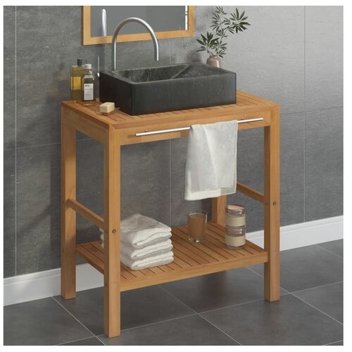  Kupaonski ormarić od tikovine s mramornim crnim Lavabo - Umivaonikom - Crna 74 x 45 x 75 cm 1 Cijene