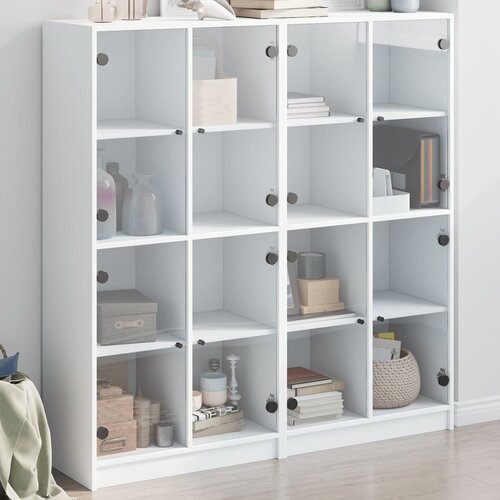  The Living Store Knjižna omara z vrati bela 136x37x142 cm inženirski les - Knjižna Omara, (21442761) Slike