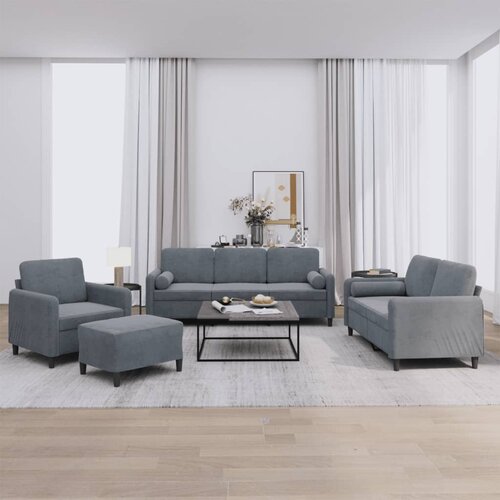  4-dijelni set sofa s jastucima tamnosivi baršunasti Cene
