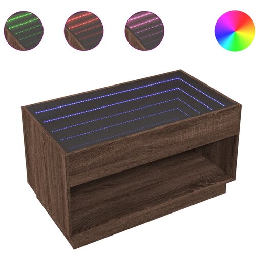 Maison Chic Klubska mizica - kavna mizica - Nizka mizica z neskončnimi LED rjavi hrast 90x50x50 cm, (21752181) Slike