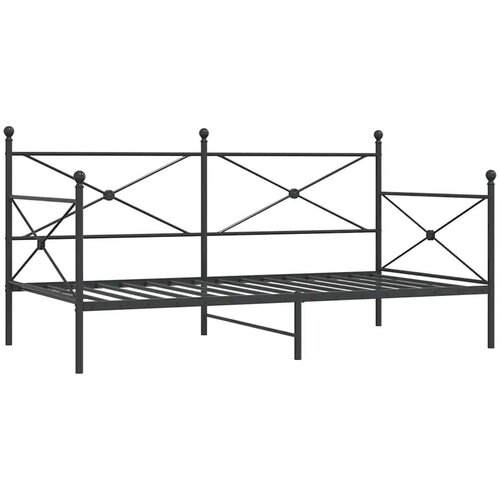 VidaXL Dnevni krevet bez madraca crni 100x200 cm čelik Slike