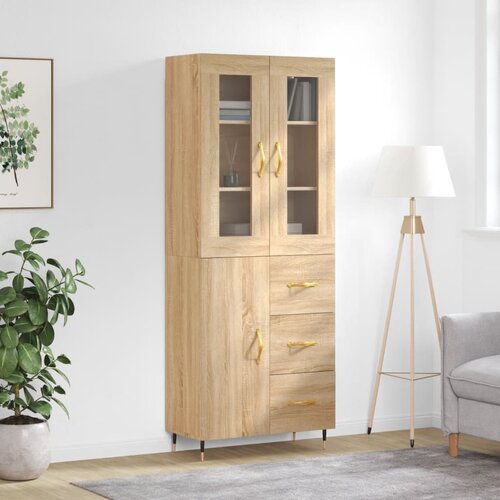 VidaXL Visoka komoda sonoma hrast 69,5x34x180 cm inženirski les Slike