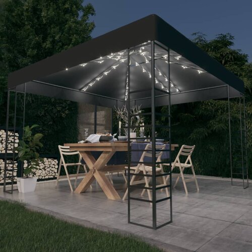 Vrtni šator s LED svjetlosnim trakama 3 x 3 m antracit Cijene