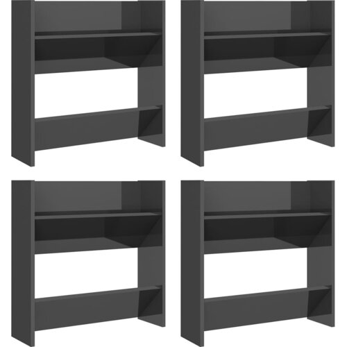 Maison Chic Omarica za obutev - Kopa za čevlje 4 kosi visok sijaj sive 60x18x60 cm, (21777585) Slike
