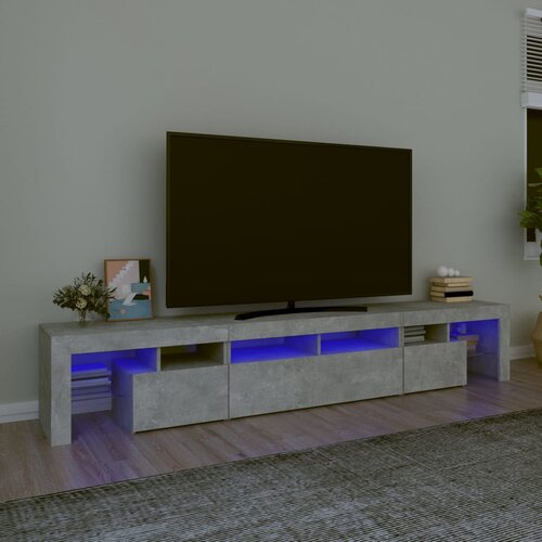 TV ormarić s LED svjetlima siva boja betona 230x36,5x40 cm Cene