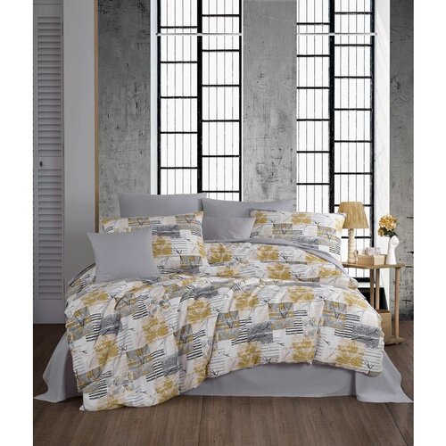 SERRA grey greywhiteyellow ranforce single quilt cover set (eu) (it) Cene