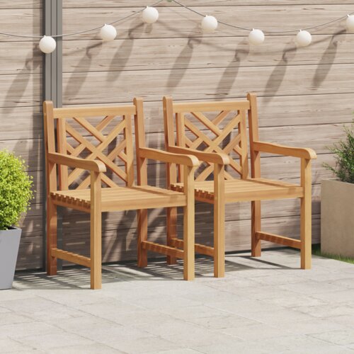 VidaXL Vrtni Stol 2 pcs Rjava 58 x 60 x 90 cm Trden tikov les Slike