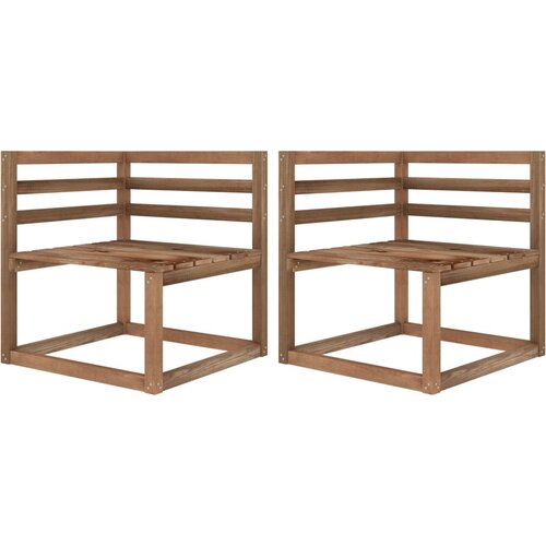 The Living Store Vrtni kotni kavč iz palet 2 kosa rjava borovina - Kavč Iz Palet, (21427788) Slike