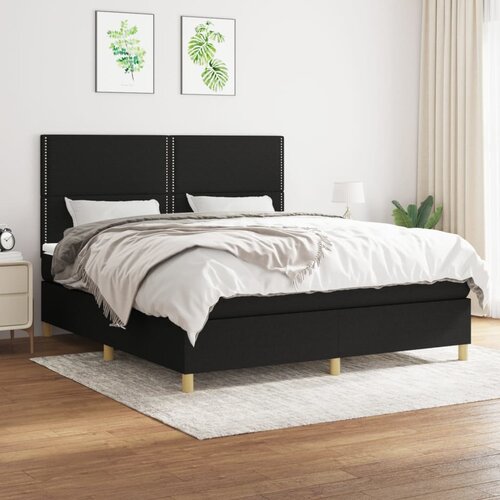 The Living Store Box spring postelja z vzmetnico črna 160x200 cm blago - Box Spring Postelja, (21512635) Cene