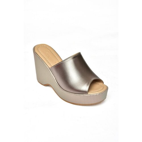 Fox Shoes Women's Platinum Wedge Heels Slippers Slike
