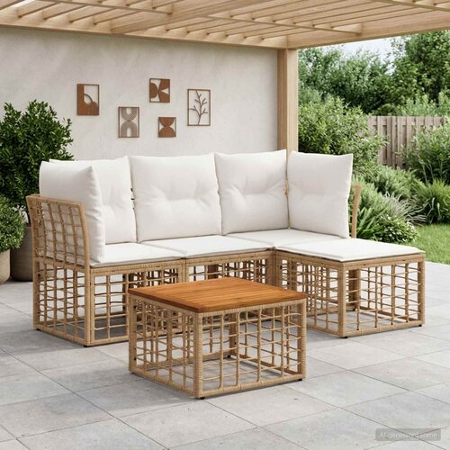  Set vanjskih sofa 5 kom. Prirodna i krema bijela Poliester Cene