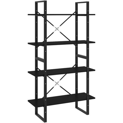 VidaXL Knjižna omara 4-nadstropna črna 80x30x140 cm iverna plo&amp;scaron;ča Slike