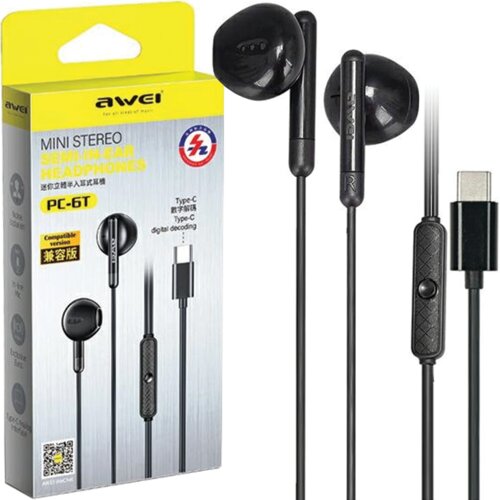 Awei STEREO SLUŠALKE PC-6T USB-C ČRNO/ČRNA ETUI ZA TELEFON, (21968768) Cene