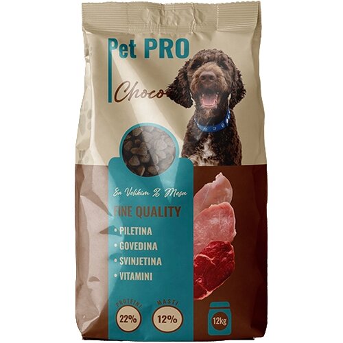 Pet Pro CHOCO Kompletna suva hrana za odrasle pse sa govedinom i svinjetinom 12kg Cene