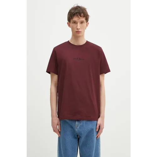 Fred Perry Pamučna majica za muškarce, boja: bordo, s aplikacijom, M4580.K22